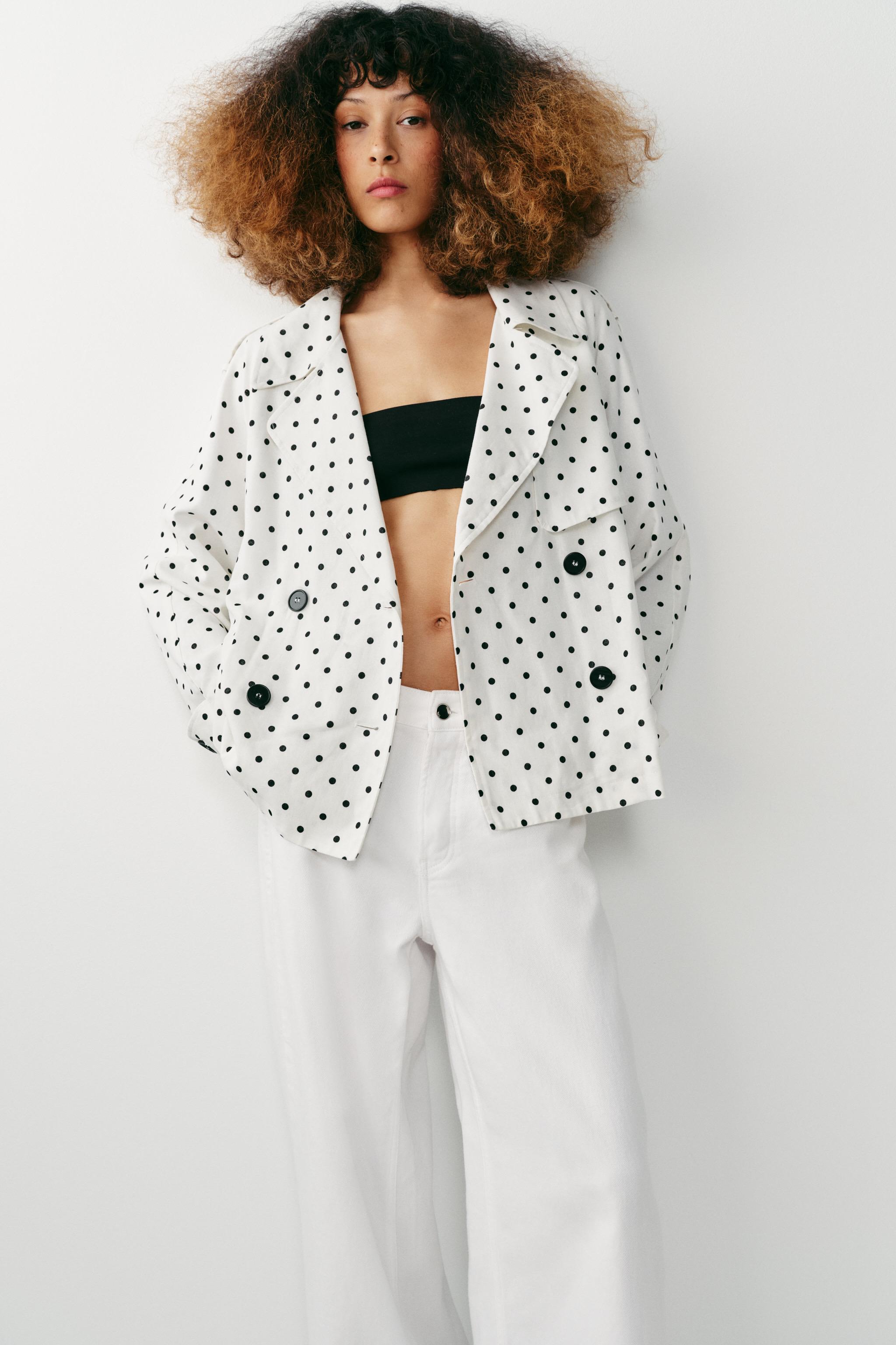 POLKA DOT BELTED TRENCH JACKET